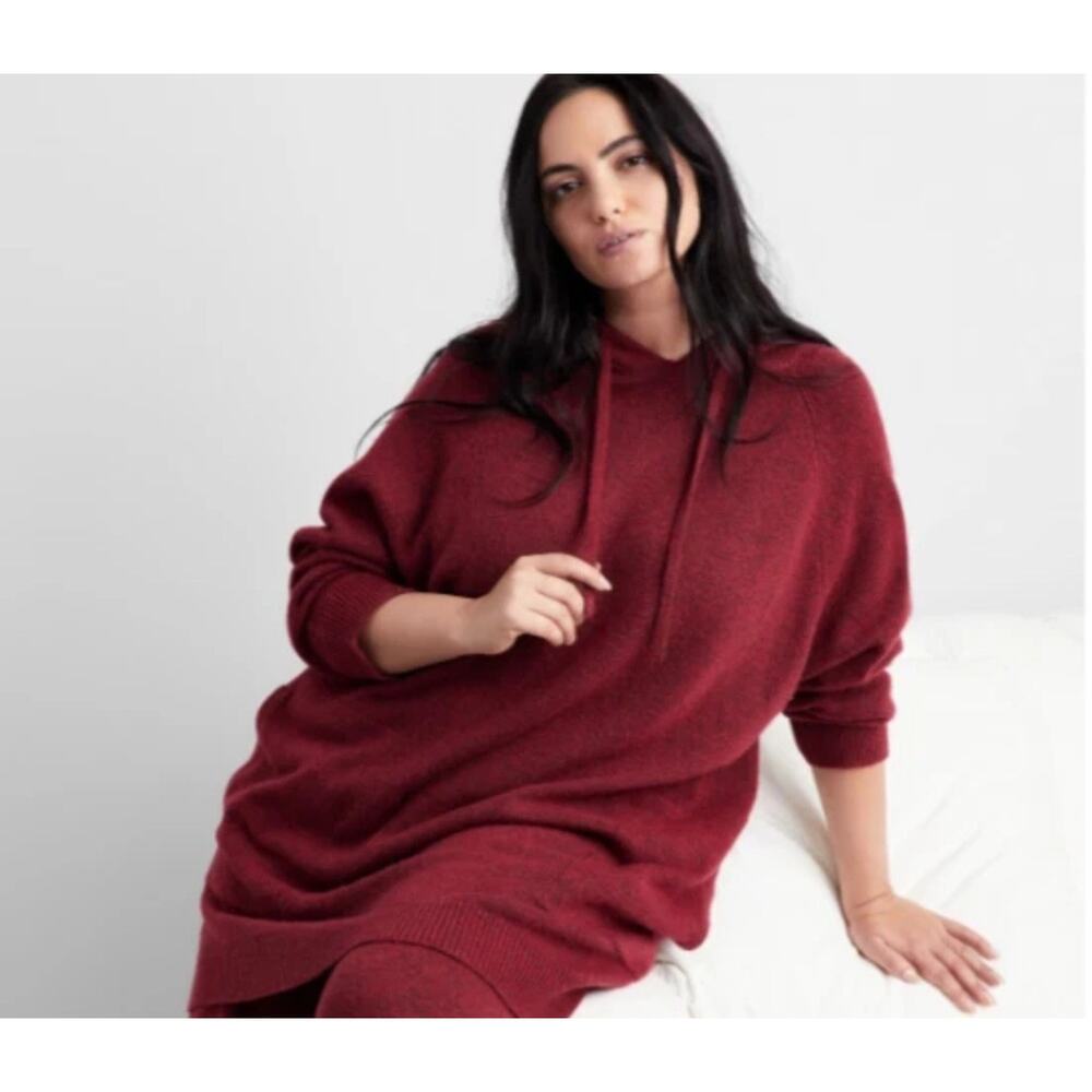 State of Day Womens Indulge & Rest Loungewear Tunic Hoodie Maraschino Heather XL